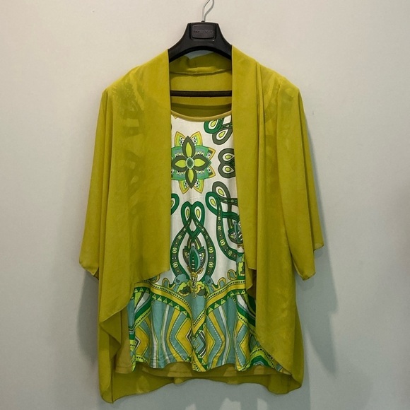 Green two piece top set Size large - Picture 3 of 15